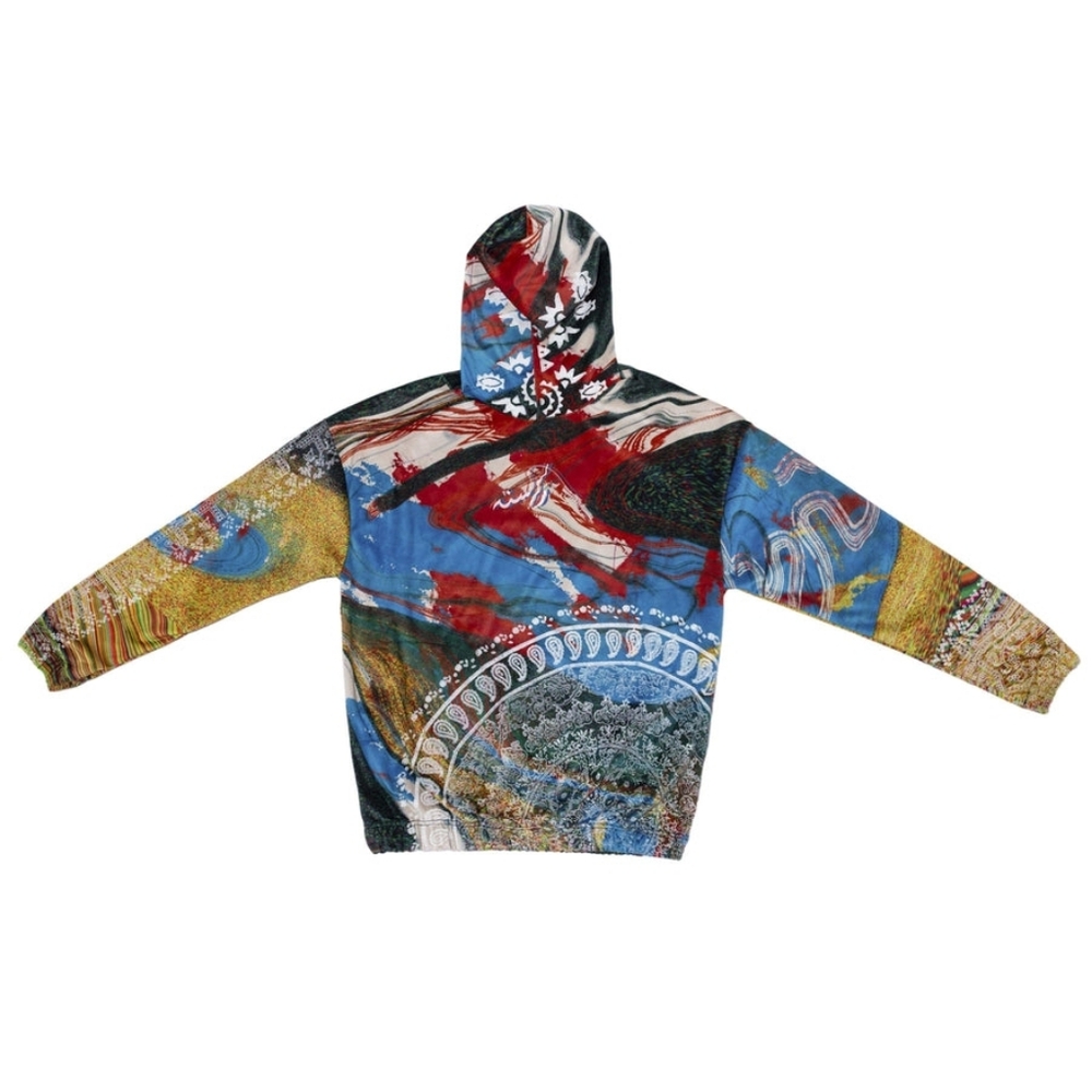 RASTAH Hand Block‎ Printed "RAVE" Velvet Hoodi SZ S UNISEX